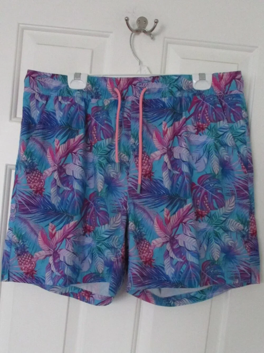 Caribbean Mens Elastic Waist Multicolor Fully Lined Hawaiian Swim Trunk NWOT- XL